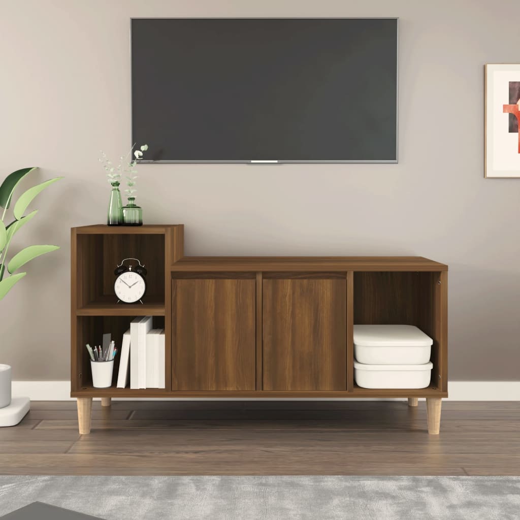 Vetonek Mueble para TV madera contrachapada marrón roble 100x35x55 cm