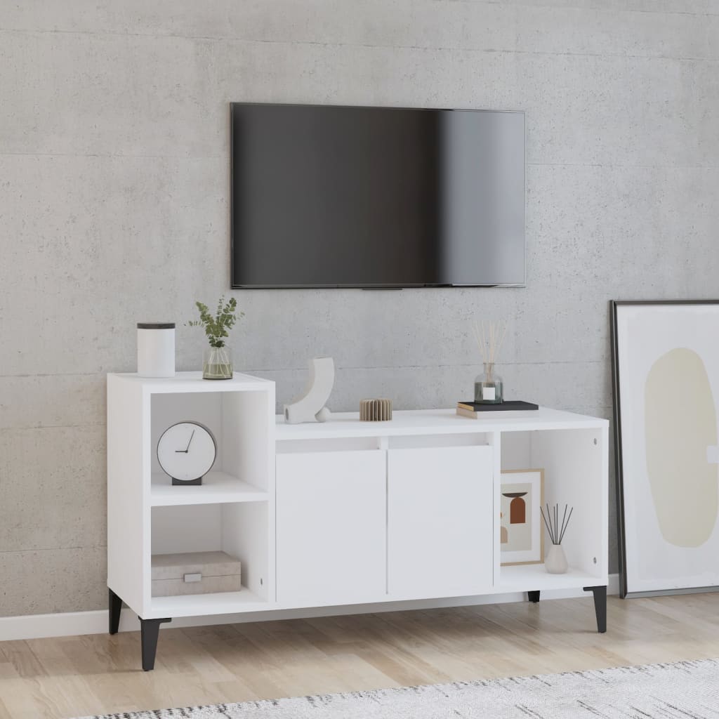 Vetonek Mueble para TV madera contrachapada blanco 100x35x55 cm