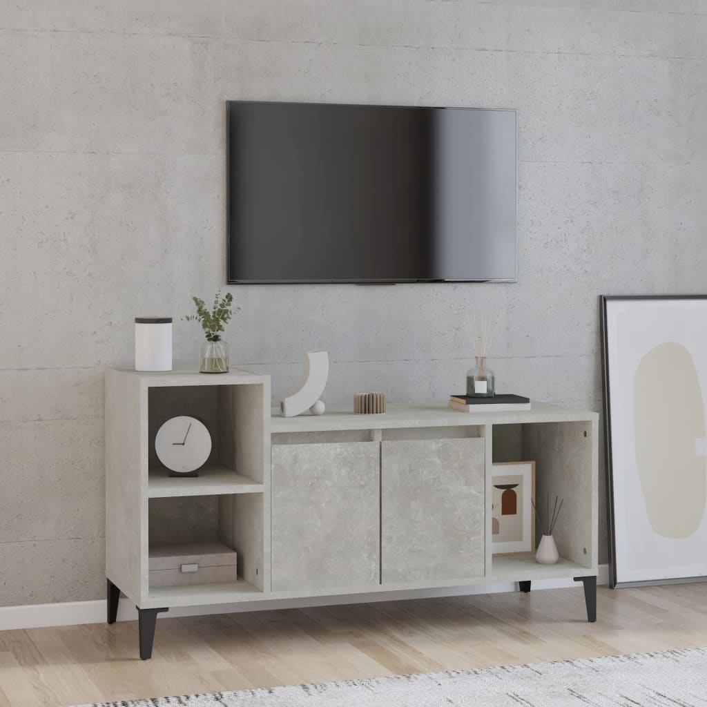 Vetonek Mueble para TV madera contrachapada gris hormigón 100x35x55 cm