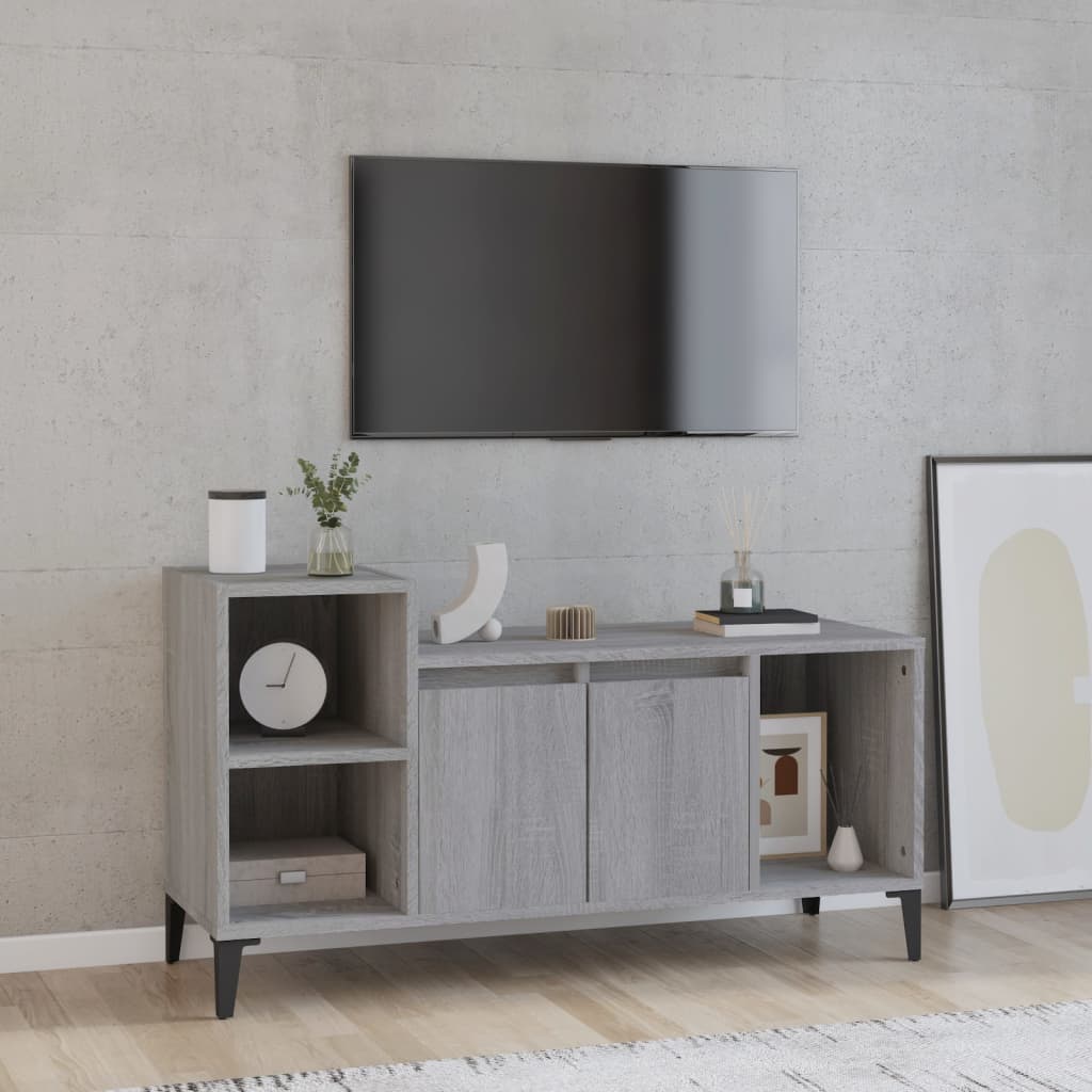 Vetonek Mueble de TV madera contrachapada gris Sonoma 100x35x55 cm