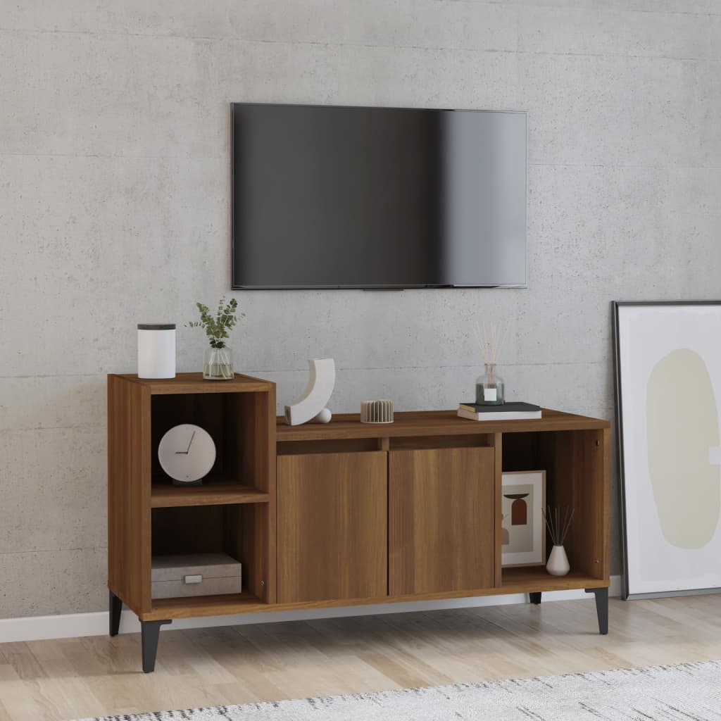 Vetonek Mueble para TV madera contrachapada marrón roble 100x35x55 cm