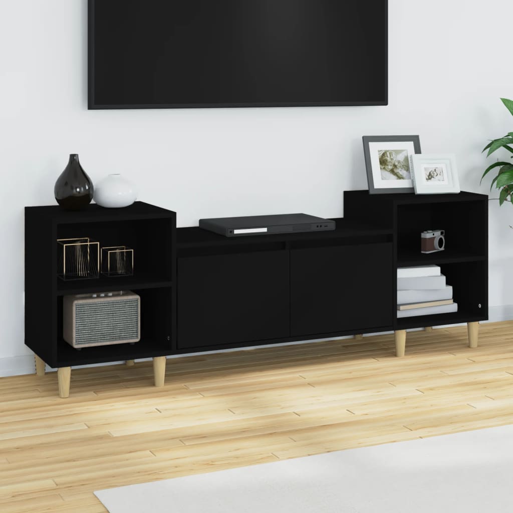 Vetonek Mueble para TV madera contrachapada negro 160x35x55 cm