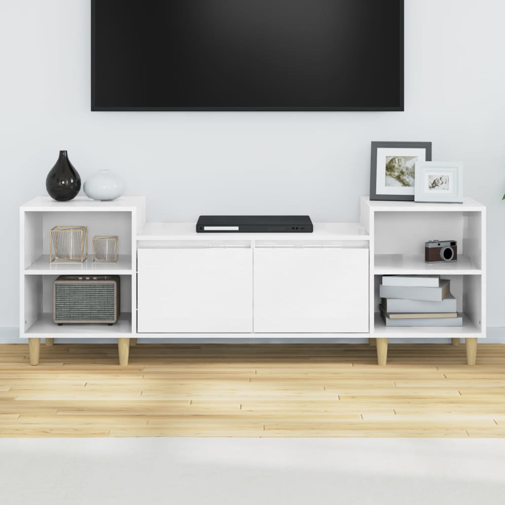 Mueble para TV madera blanco brillo 160x35x55 cm vidaXL