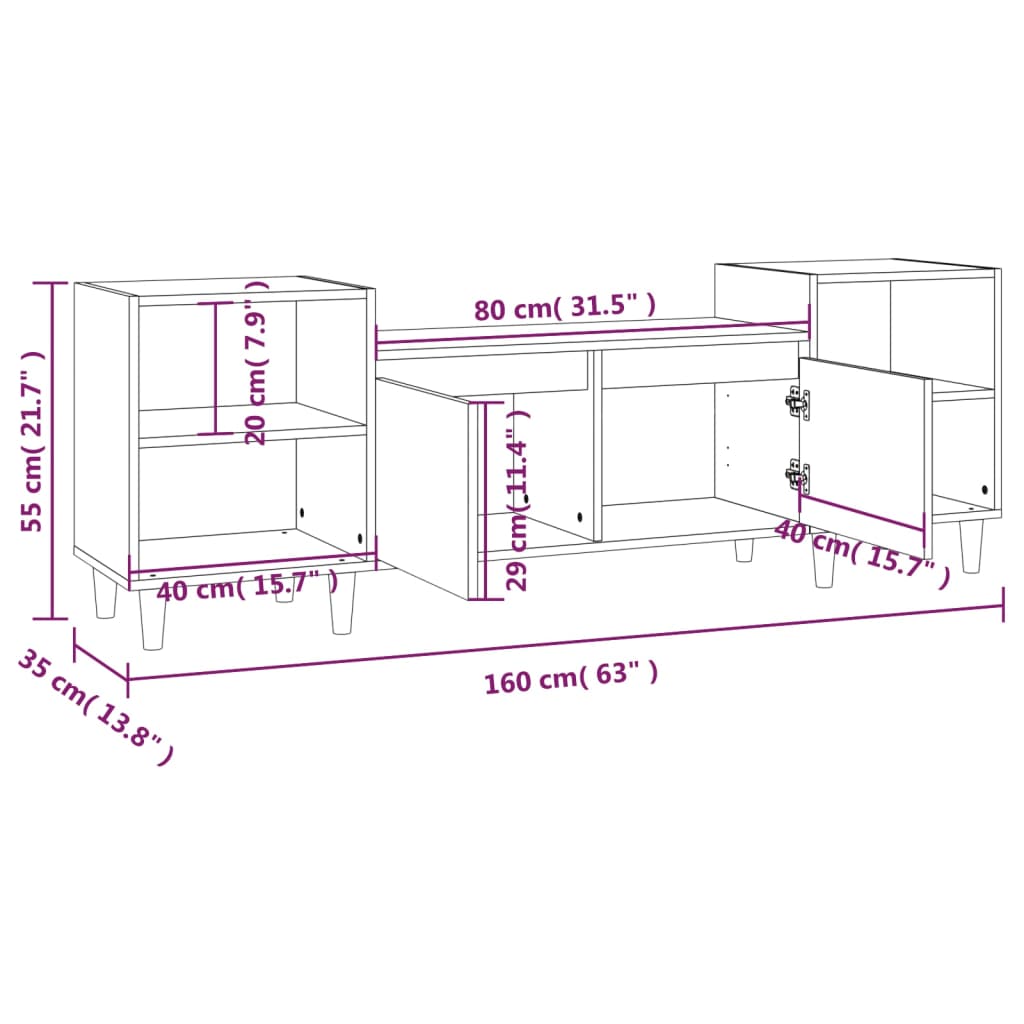 Mueble para TV madera blanco brillo 160x35x55 cm vidaXL