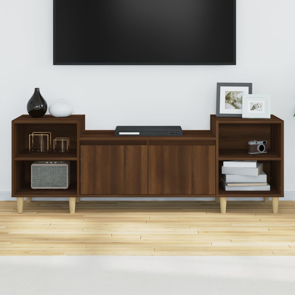 TV furniture Brown wood oak 160x35x55 cm