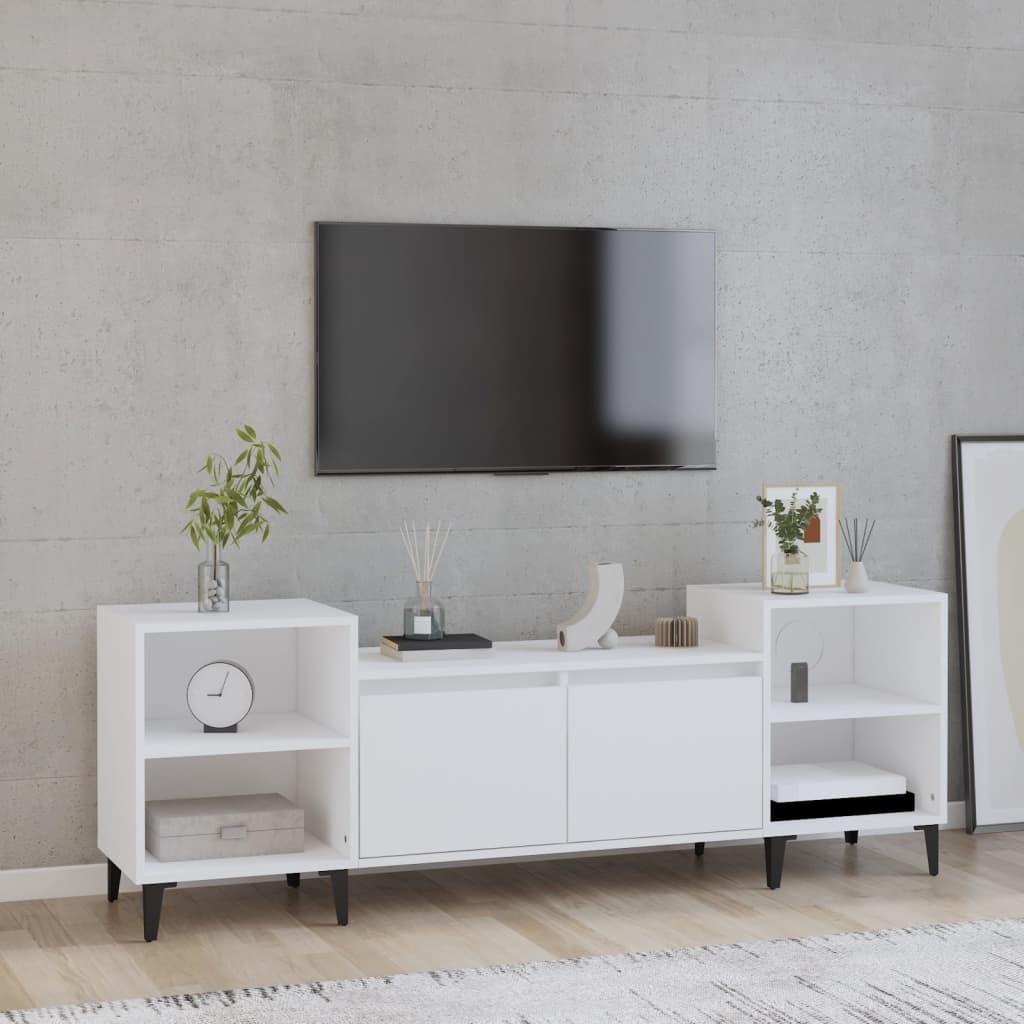 Vetonek Mueble para TV madera contrachapada blanco 160x35x55 cm