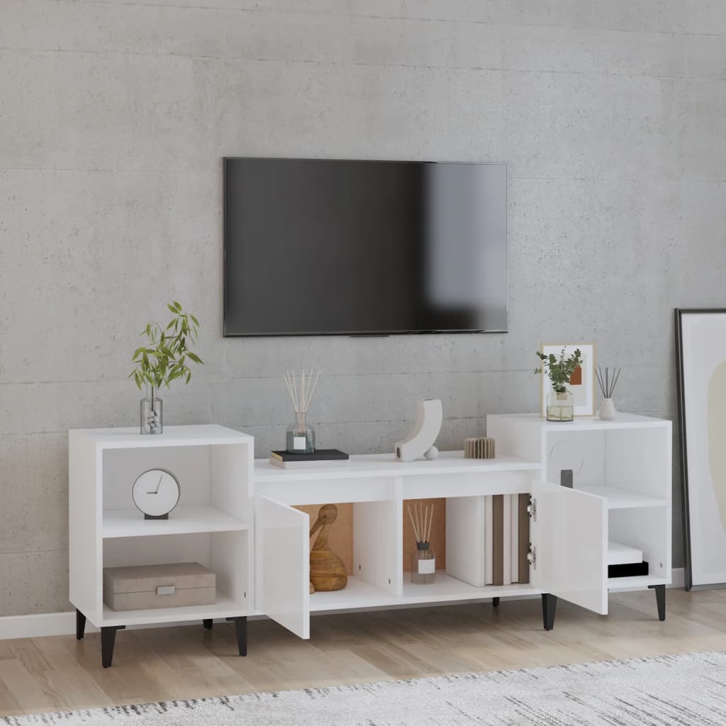 Mobili TV Shine di legno bianco 160x35x55 cm