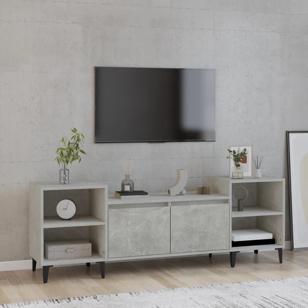 Vetonek Mueble para TV madera contrachapada gris hormigón 160x35x55 cm