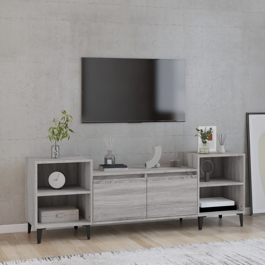 Vetonek Mueble para TV madera contrachapada gris Sonoma 160x35x55 cm