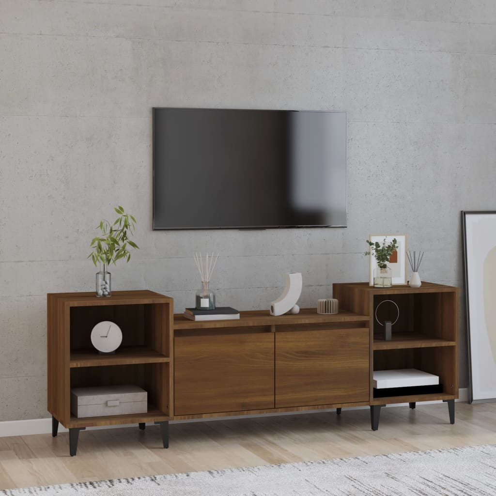 Vetonek Mueble para TV madera contrachapada marrón roble 160x35x55 cm