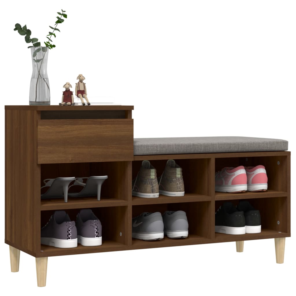 Zapatero wood plywood furniture Brown oak 102x36x60 cm v11