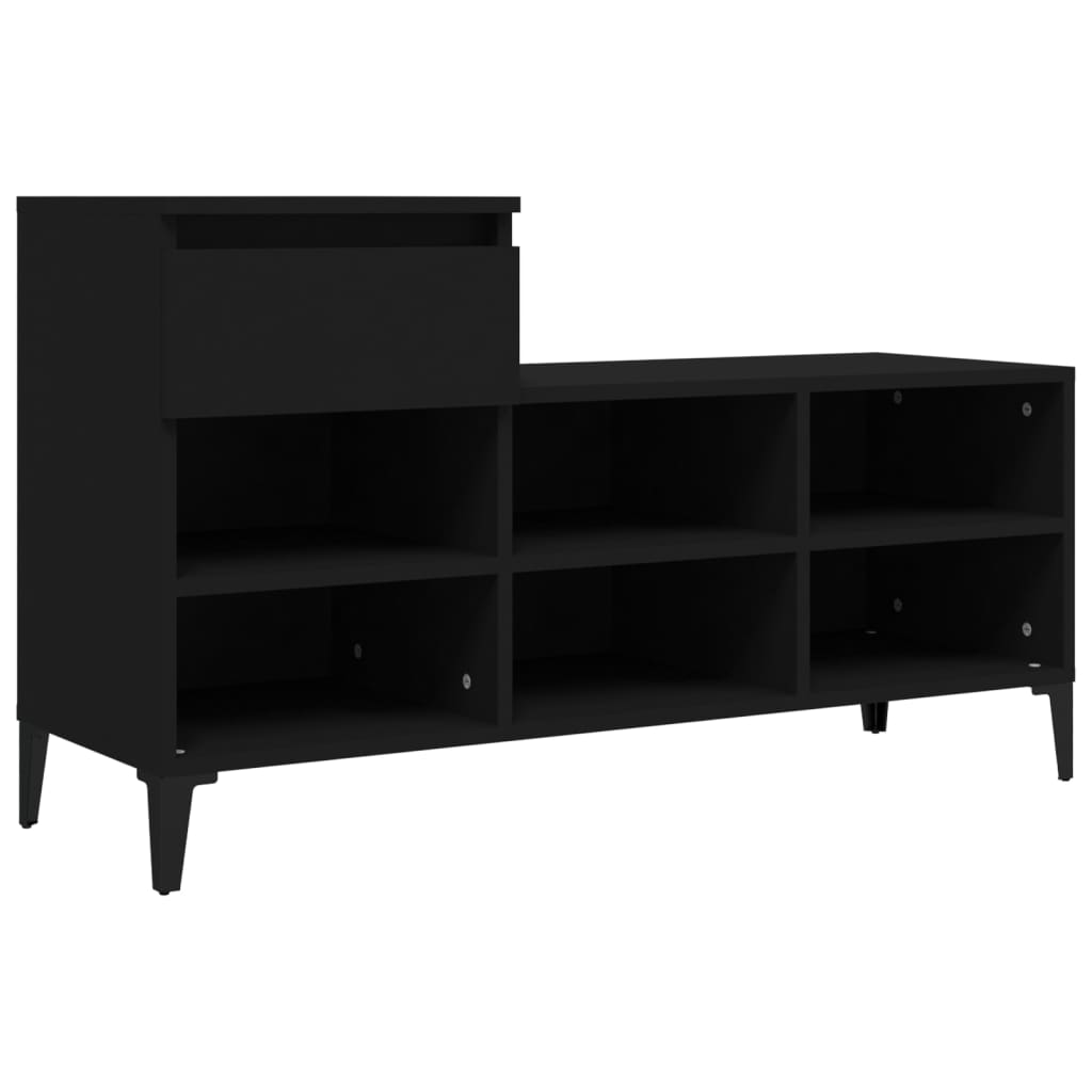 Mueble zapatero madera negro 102x36x60 cm - Vetonek