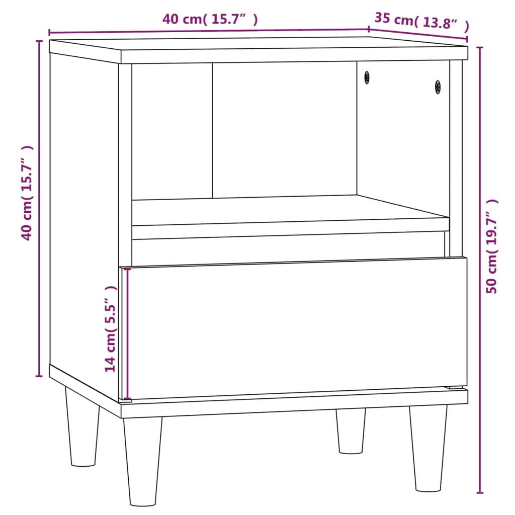 Bright white night table 40x35x50 cm