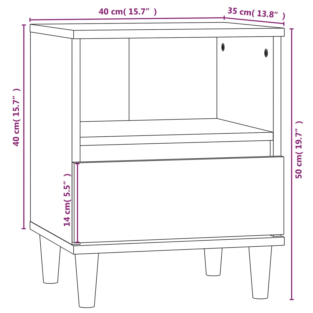 Night tables 2 units gray concrete 40x35x50 cm