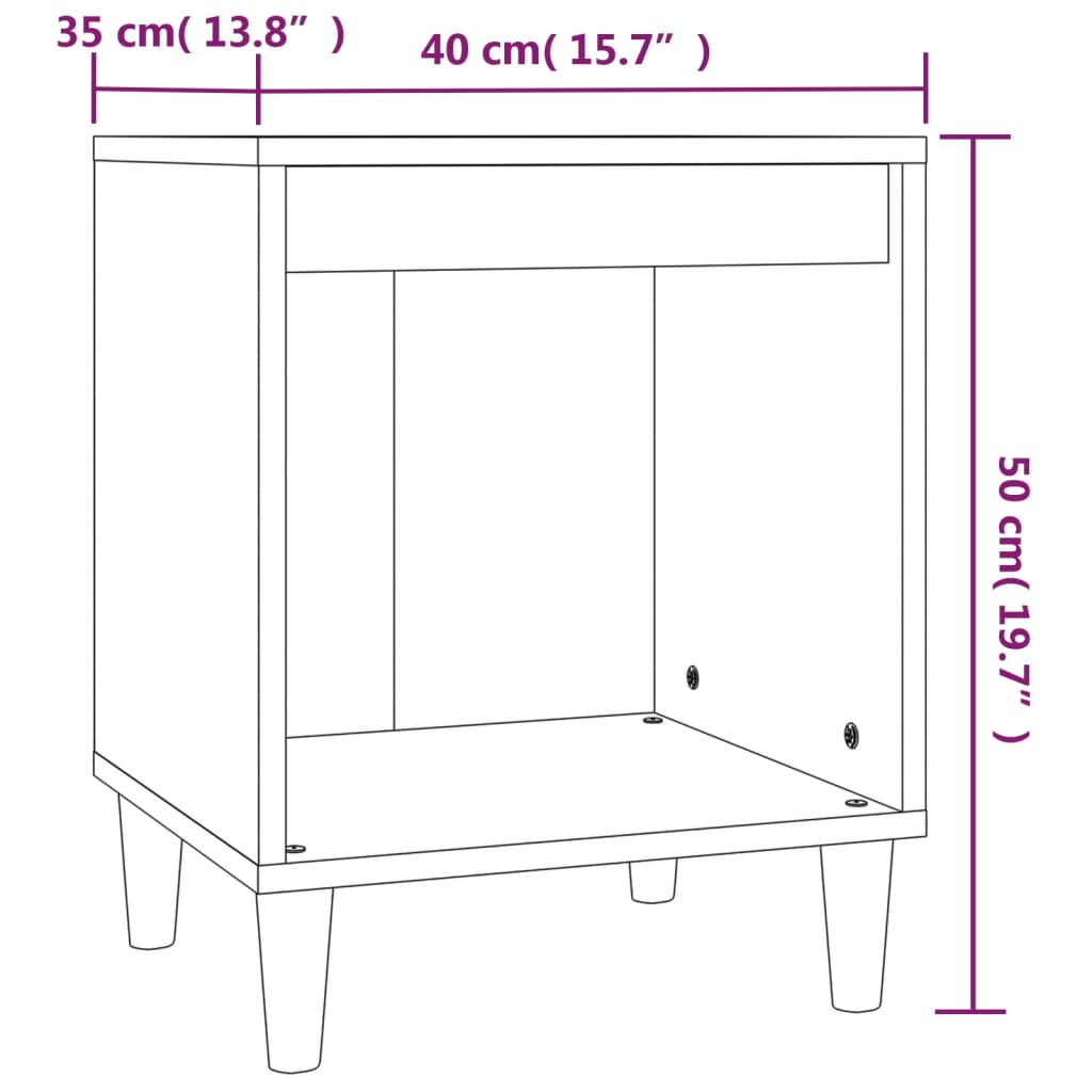 Black wooden bedside table 40x35x50 cm