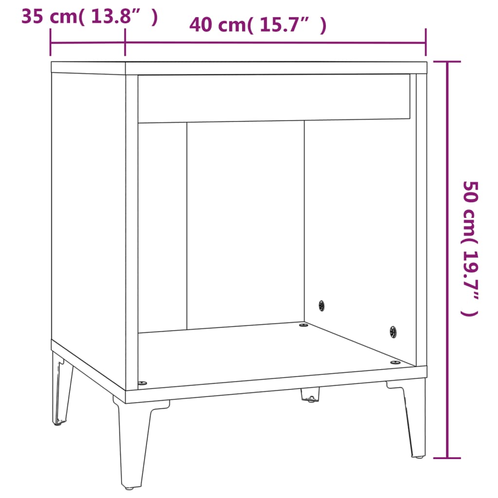 Table de nuit noire 40x35x50 cm