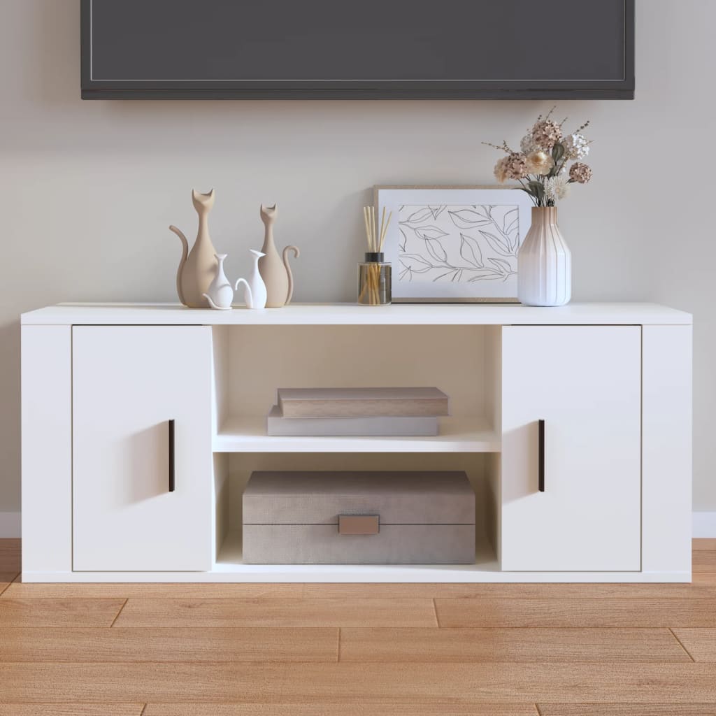 Vetonek Mueble para TV madera contrachapada blanco 100x35x40 cm