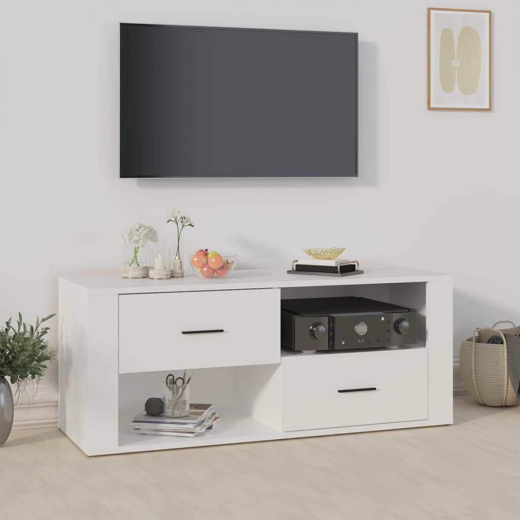 Vetonek Mueble para TV madera contrachapada blanco 100x35x40 cm