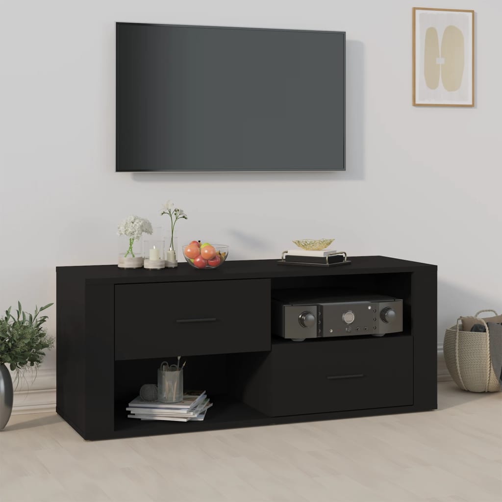 Vetonek Mueble para TV madera contrachapada negra 100x35x40 cm