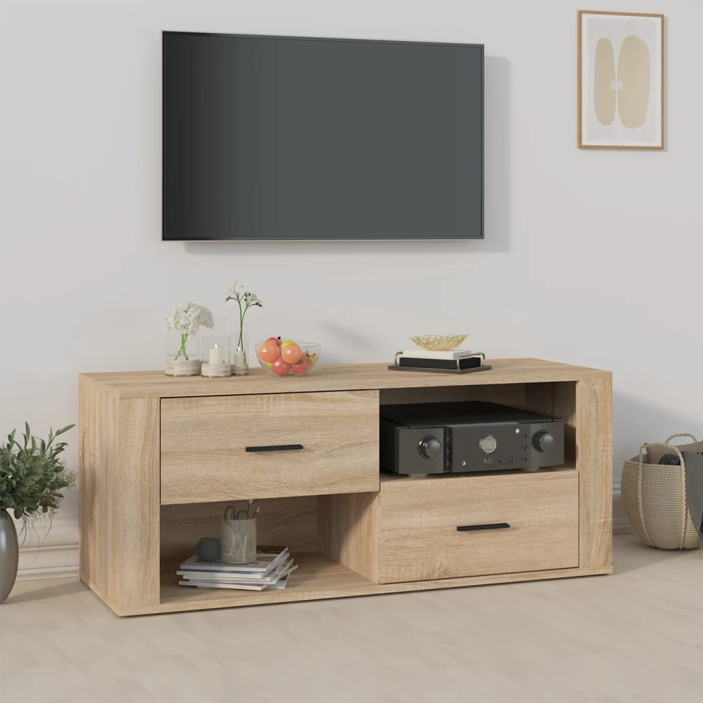 Vetonek Mueble para TV madera contrachapada color roble 100x35x40 cm