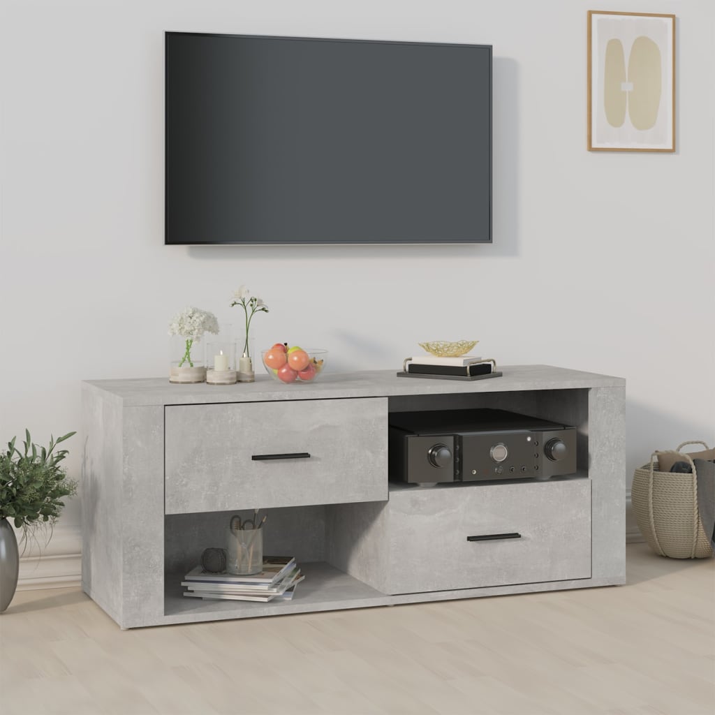 Vetonek Mueble para TV contrachapada gris hormigón 100x35x40 cm