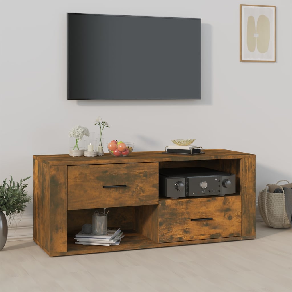 Vetonek Mueble para TV madera contrachapada roble ahumado 100x35x40 cm