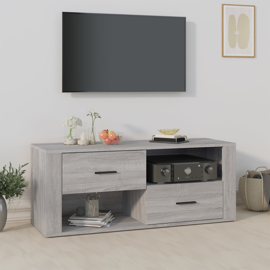 Vetonek Mueble de TV madera contrachapada gris Sonoma 100x35x40 cm