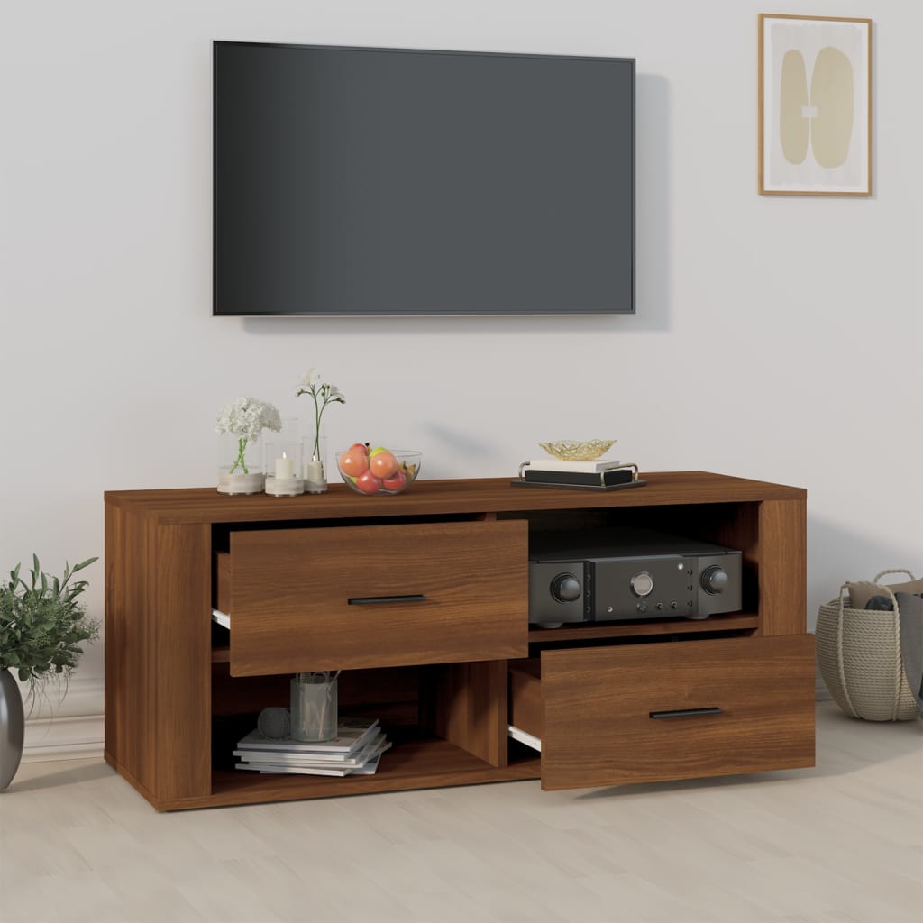 Mobili tv in legno marrone quercia 100x35x40 cm