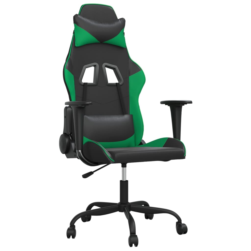 Silla gaming cuero sintético negro y verde vidaXL