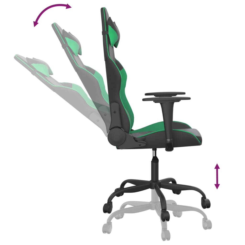 Silla gaming cuero sintético negro y verde vidaXL