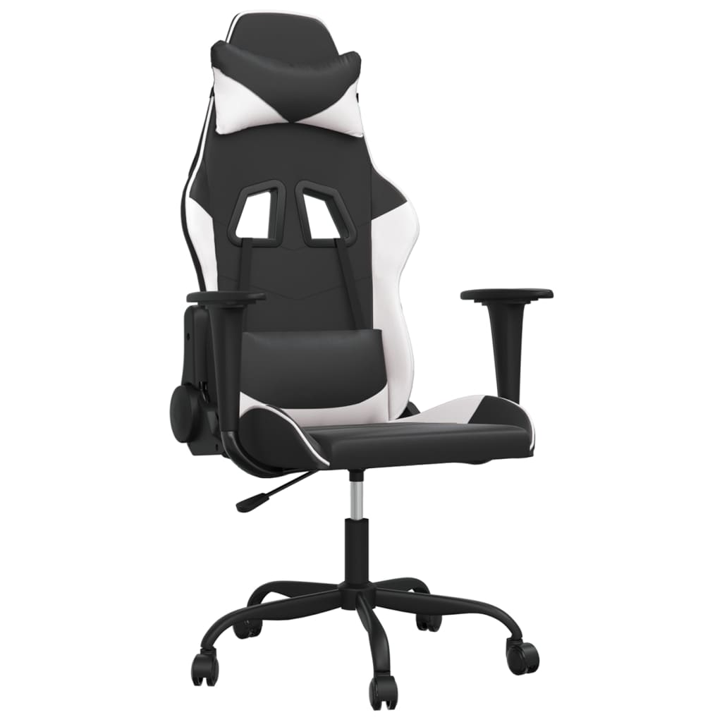 Silla gaming cuero sintético negro y blanco vidaXL