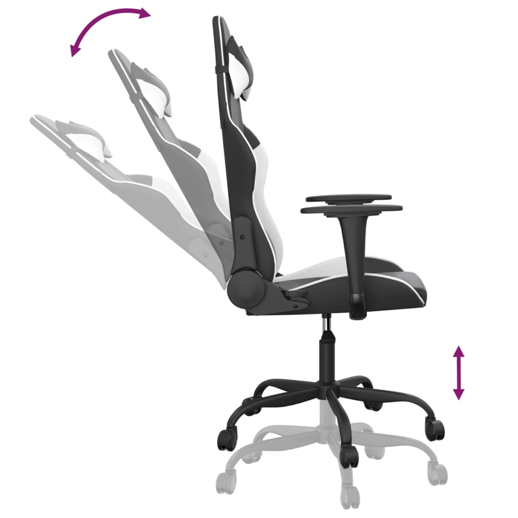 Silla gaming cuero sintético negro y blanco vidaXL