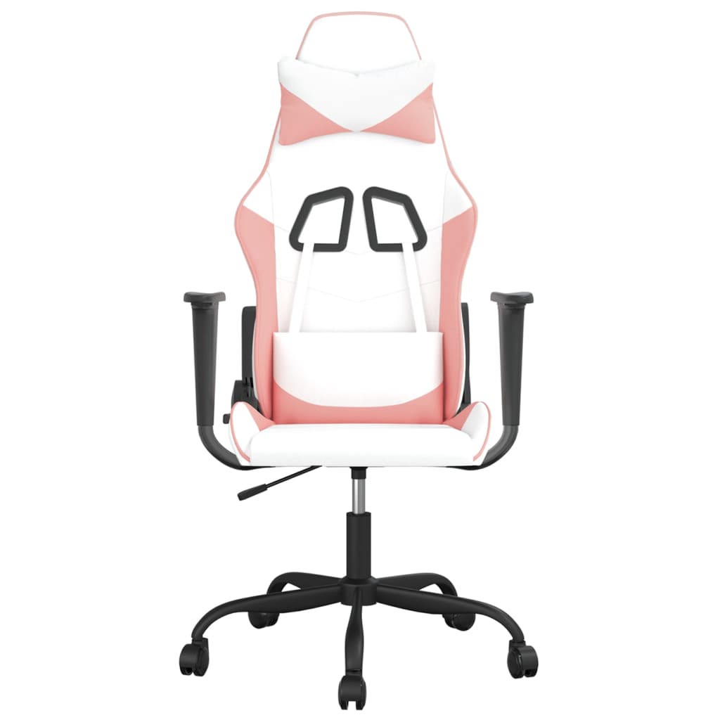 Silla gaming cuero sintético blanco y rosa vidaXL