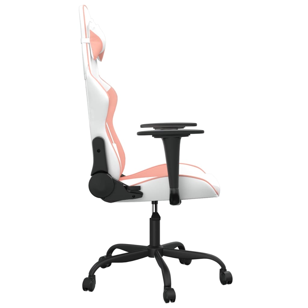 Silla gaming cuero sintético blanco y rosa vidaXL