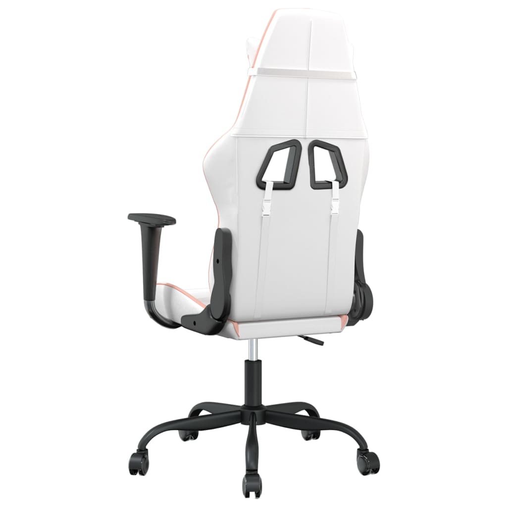 Silla gaming cuero sintético blanco y rosa vidaXL