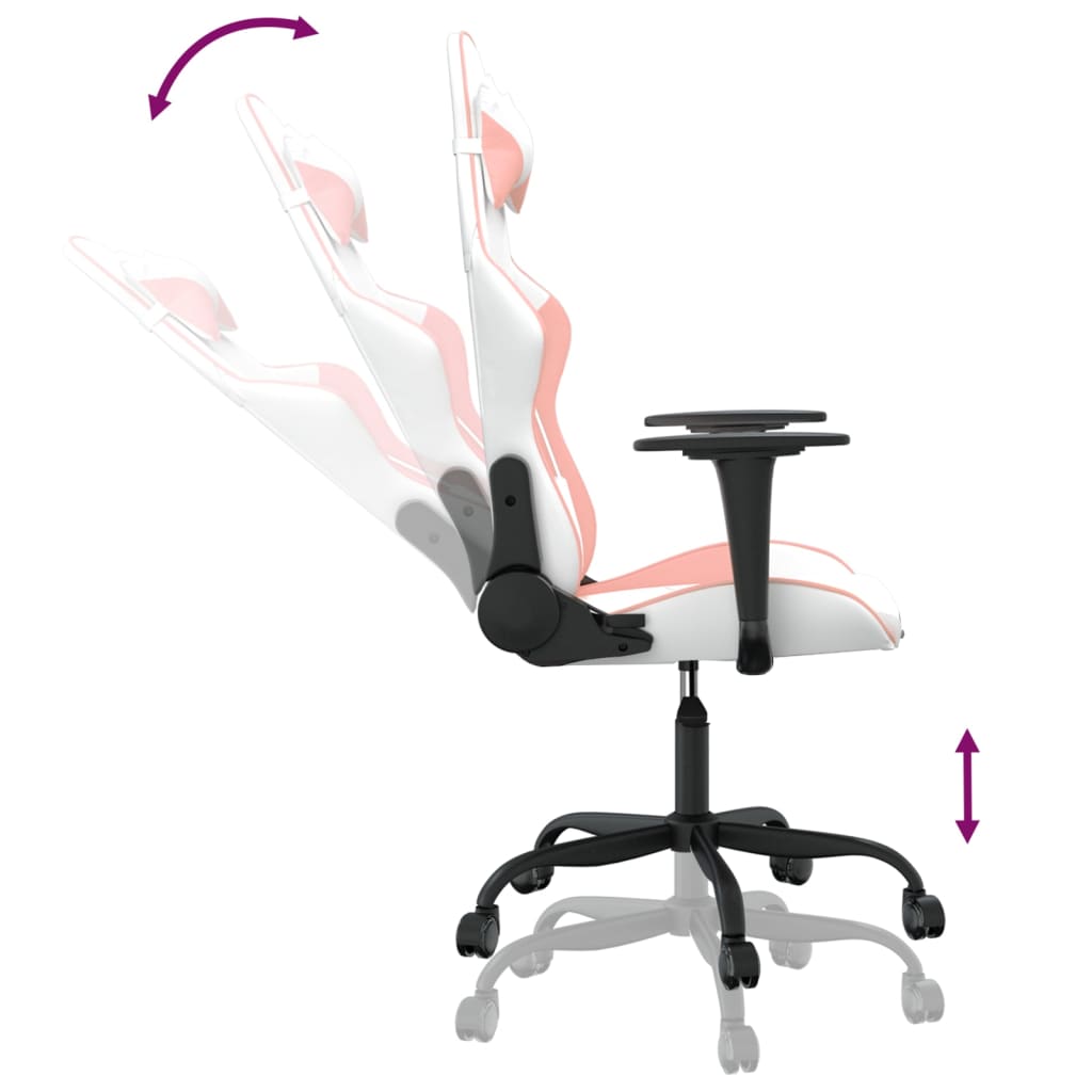 Silla gaming cuero sintético blanco y rosa vidaXL