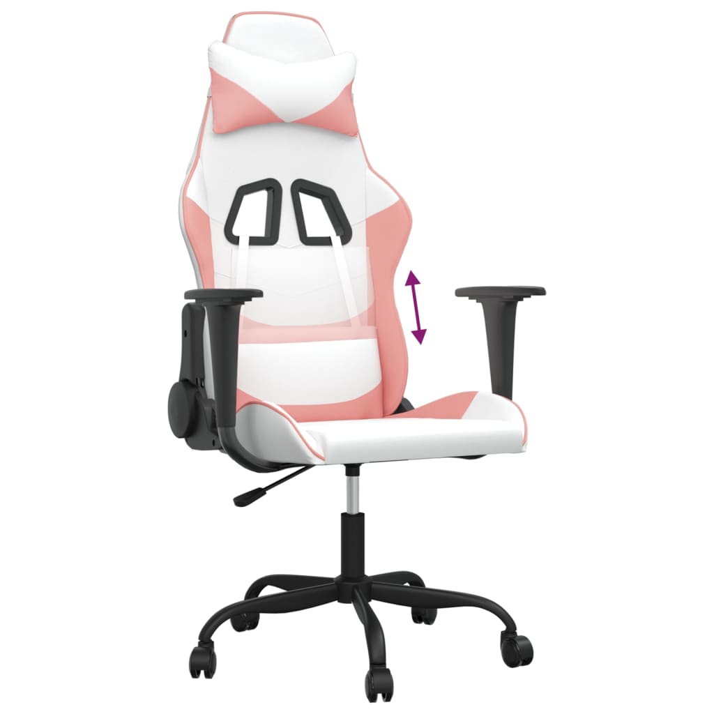 Silla gaming cuero sintético blanco y rosa vidaXL