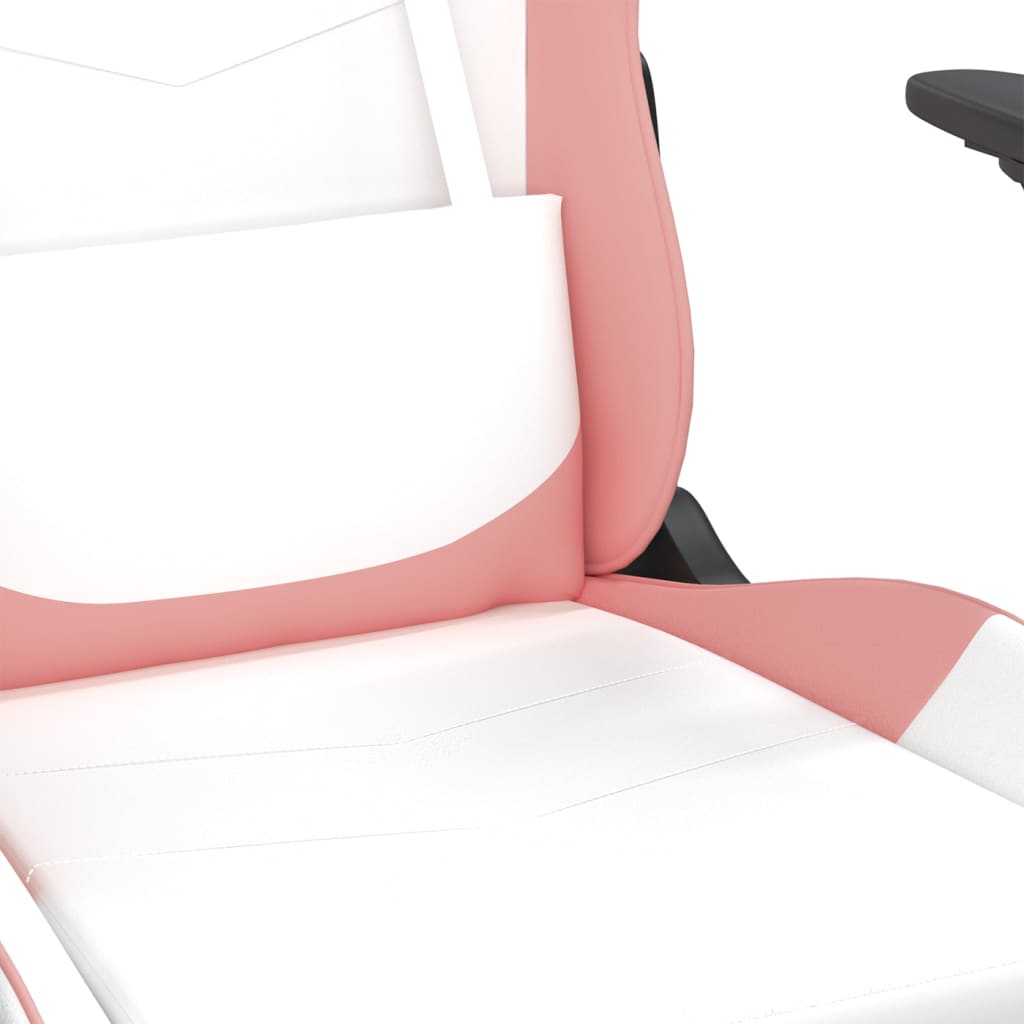 Silla gaming cuero sintético blanco y rosa vidaXL