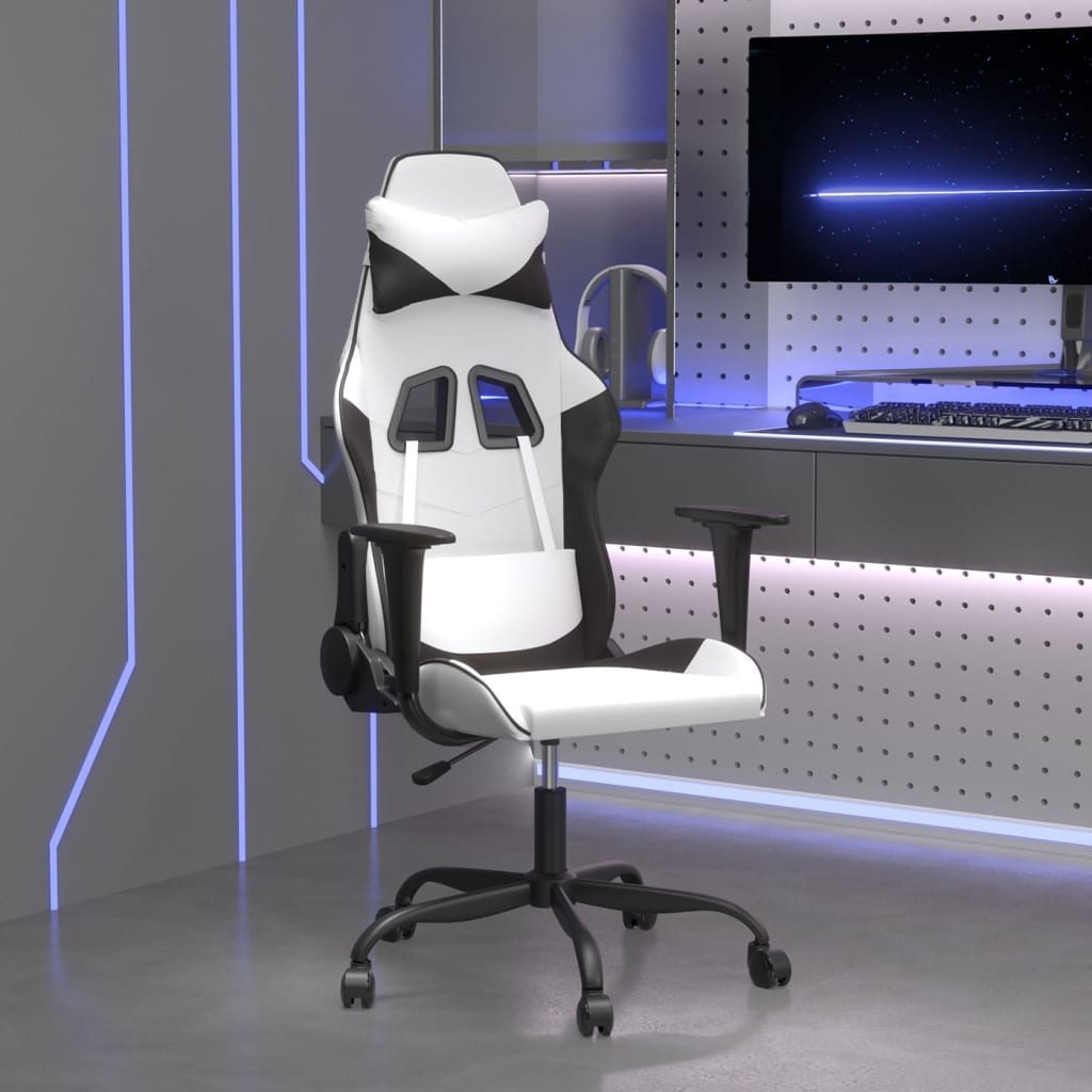 Vetonek Silla gaming cuero sintético blanco y negro