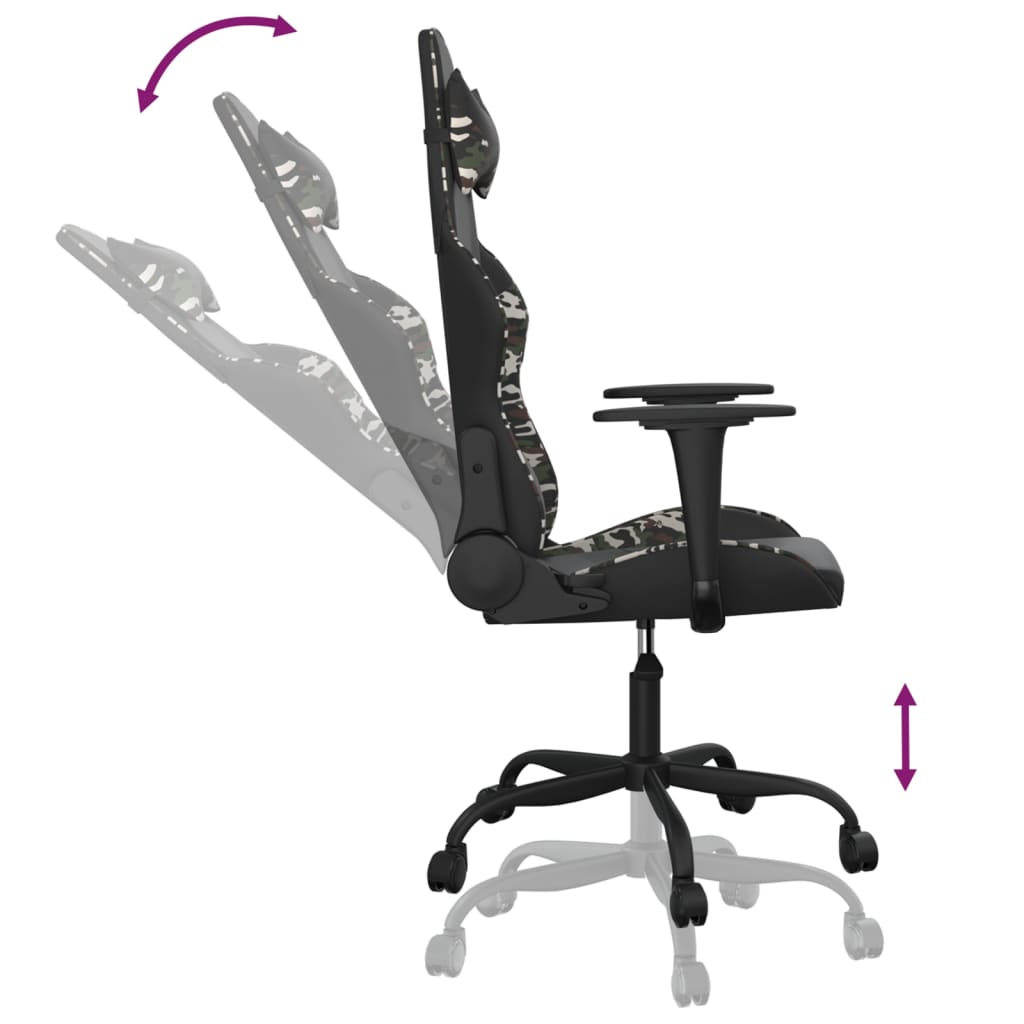 Silla gaming cuero sintético negro y camuflaje vidaXL