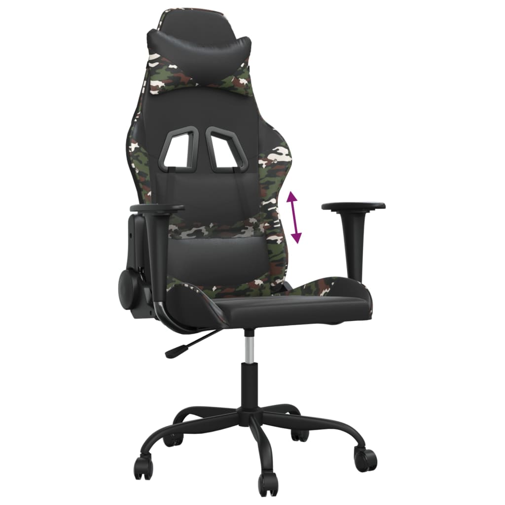 Silla gaming cuero sintético negro y camuflaje vidaXL