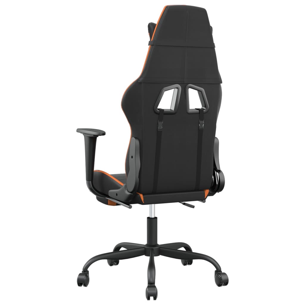 Silla gaming con reposapiés cuero sintético negro naranja vidaXL