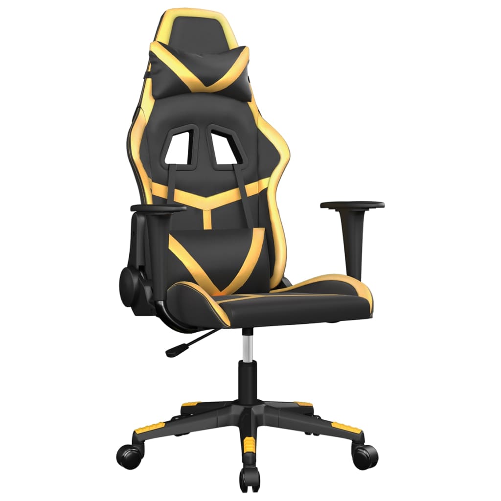 Silla gaming cuero sintético negro y dorado vidaXL