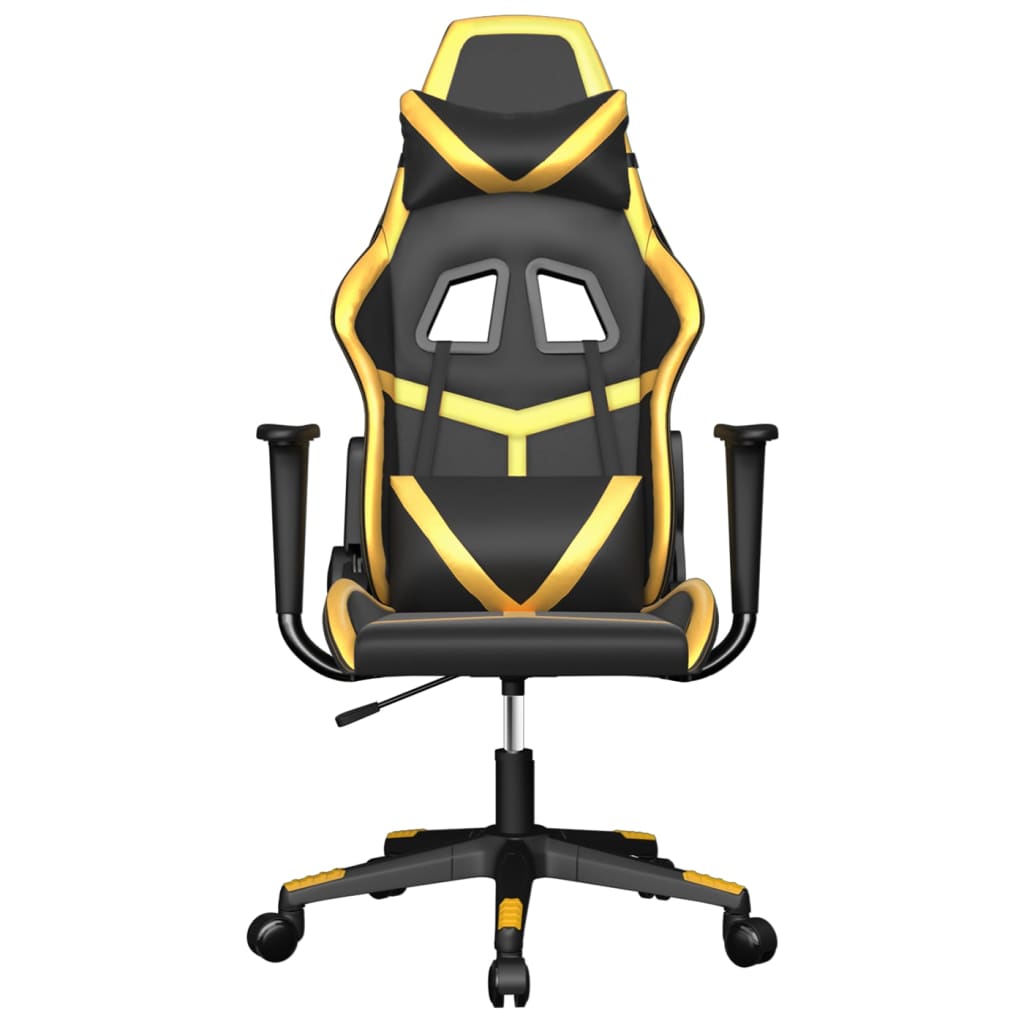 Silla gaming cuero sintético negro y dorado vidaXL