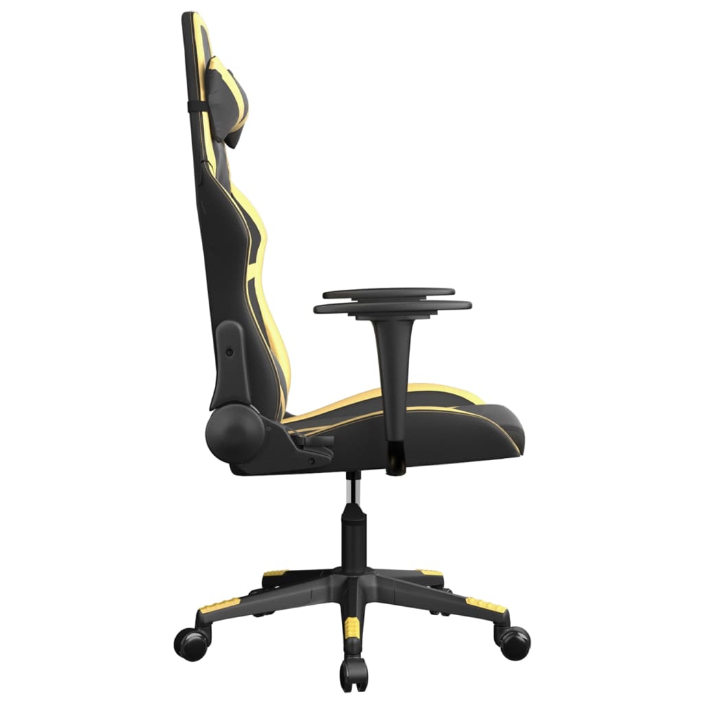 Silla gaming cuero sintético negro y dorado vidaXL