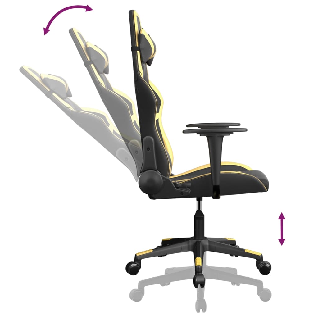 Silla gaming cuero sintético negro y dorado vidaXL