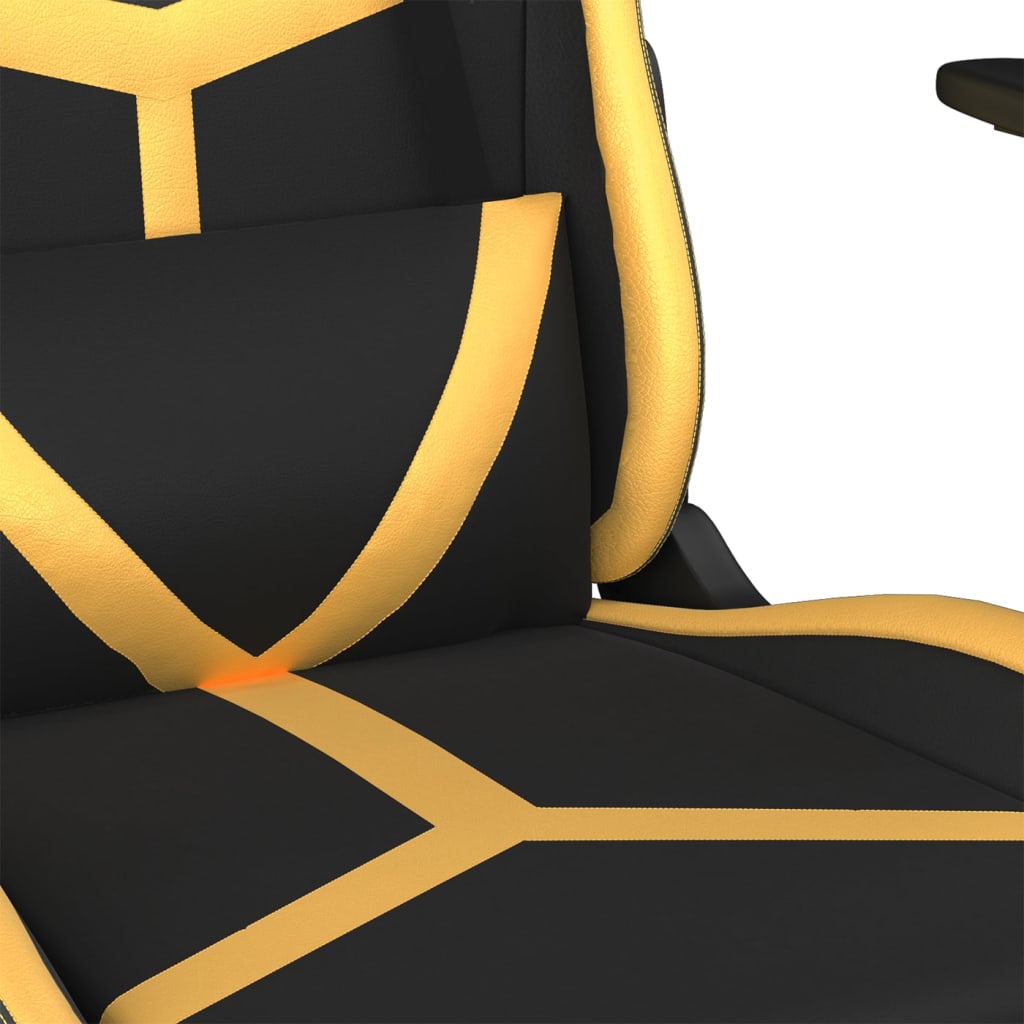 Silla gaming cuero sintético negro y dorado vidaXL