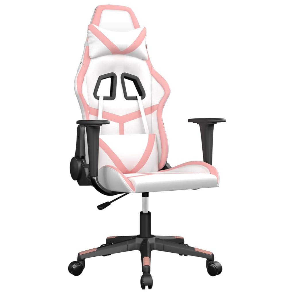 Silla gaming cuero sintético blanco y rosa vidaXL