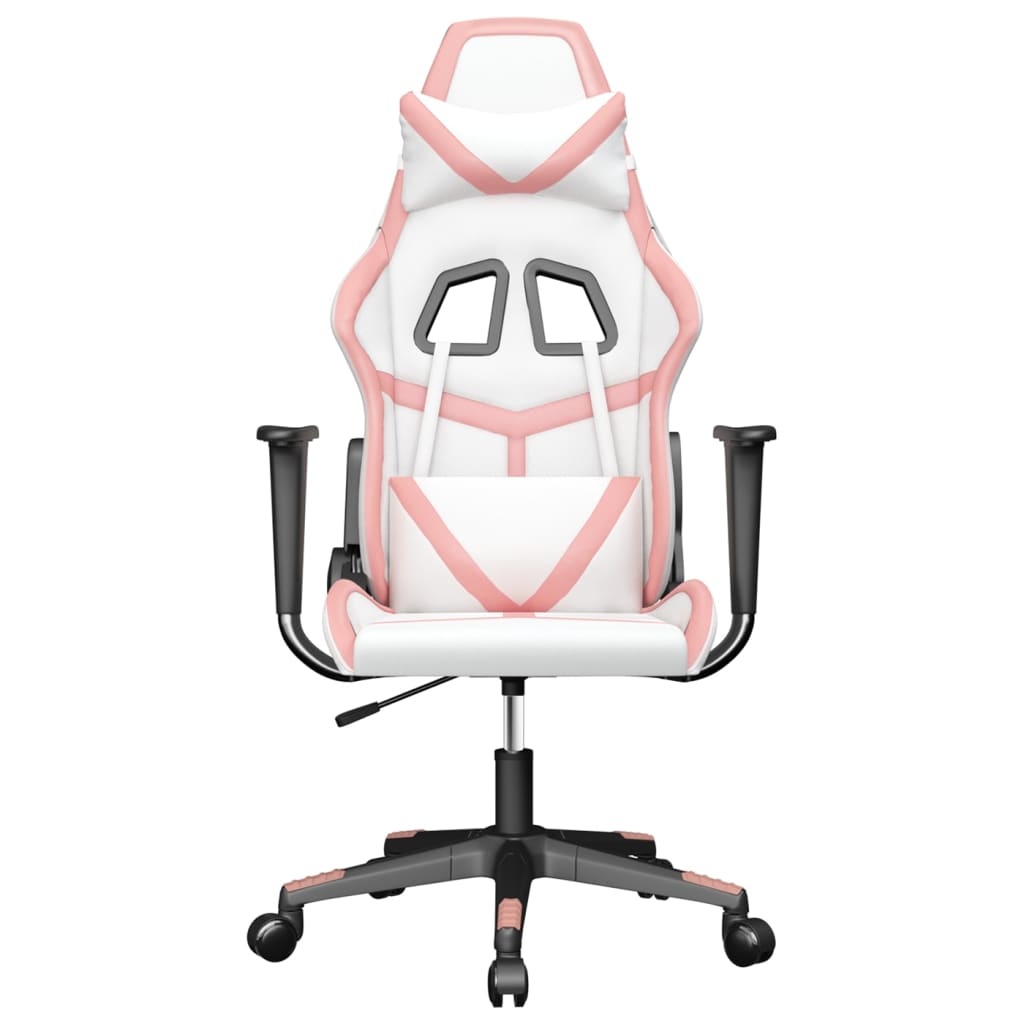 Silla gaming cuero sintético blanco y rosa vidaXL