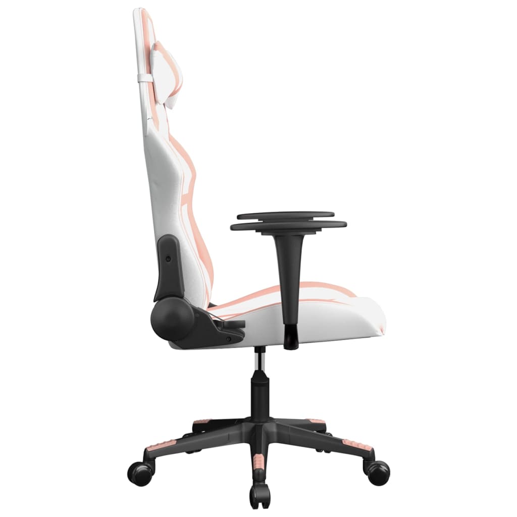 Silla gaming cuero sintético blanco y rosa vidaXL